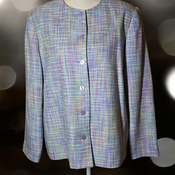 Alfred Dunner Multicolor Tweed Blazer size 14 - Picture 2 of 8
